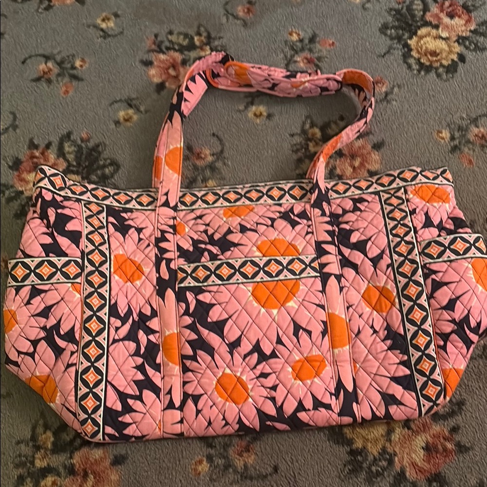 Floral Pink and Orange Quilted Tote Bag Vera Bradley